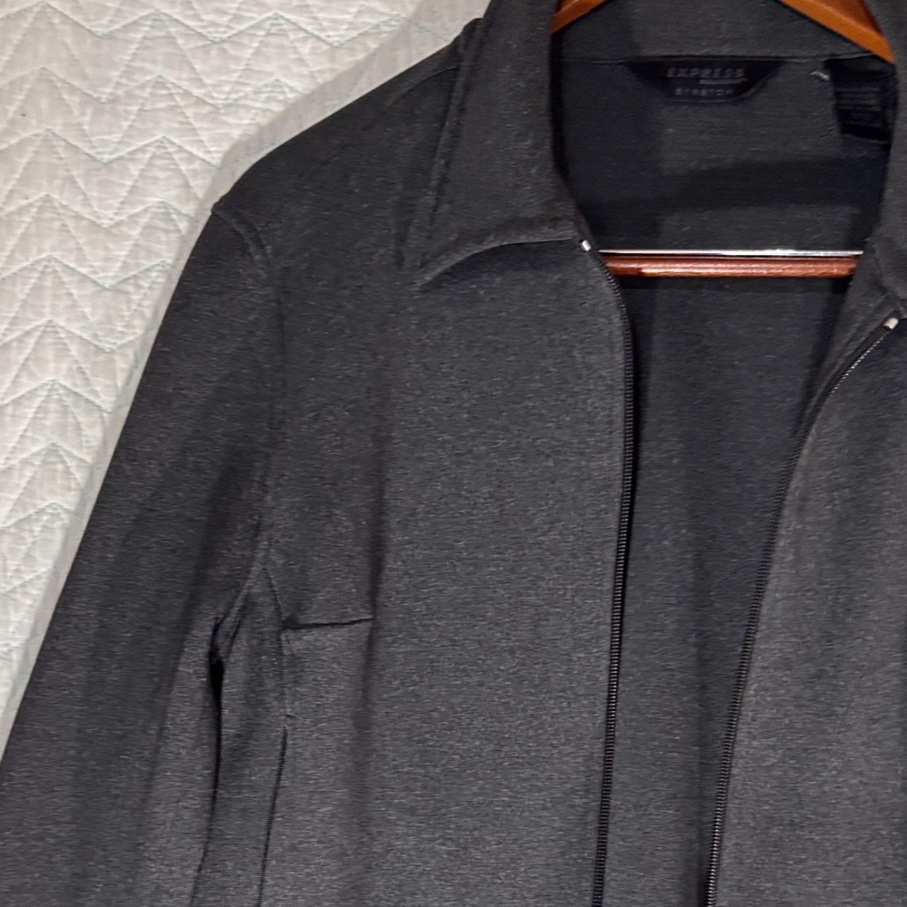 Express Black Cropped Bomber Jacket with Classic Collar - Picture 6 of 12